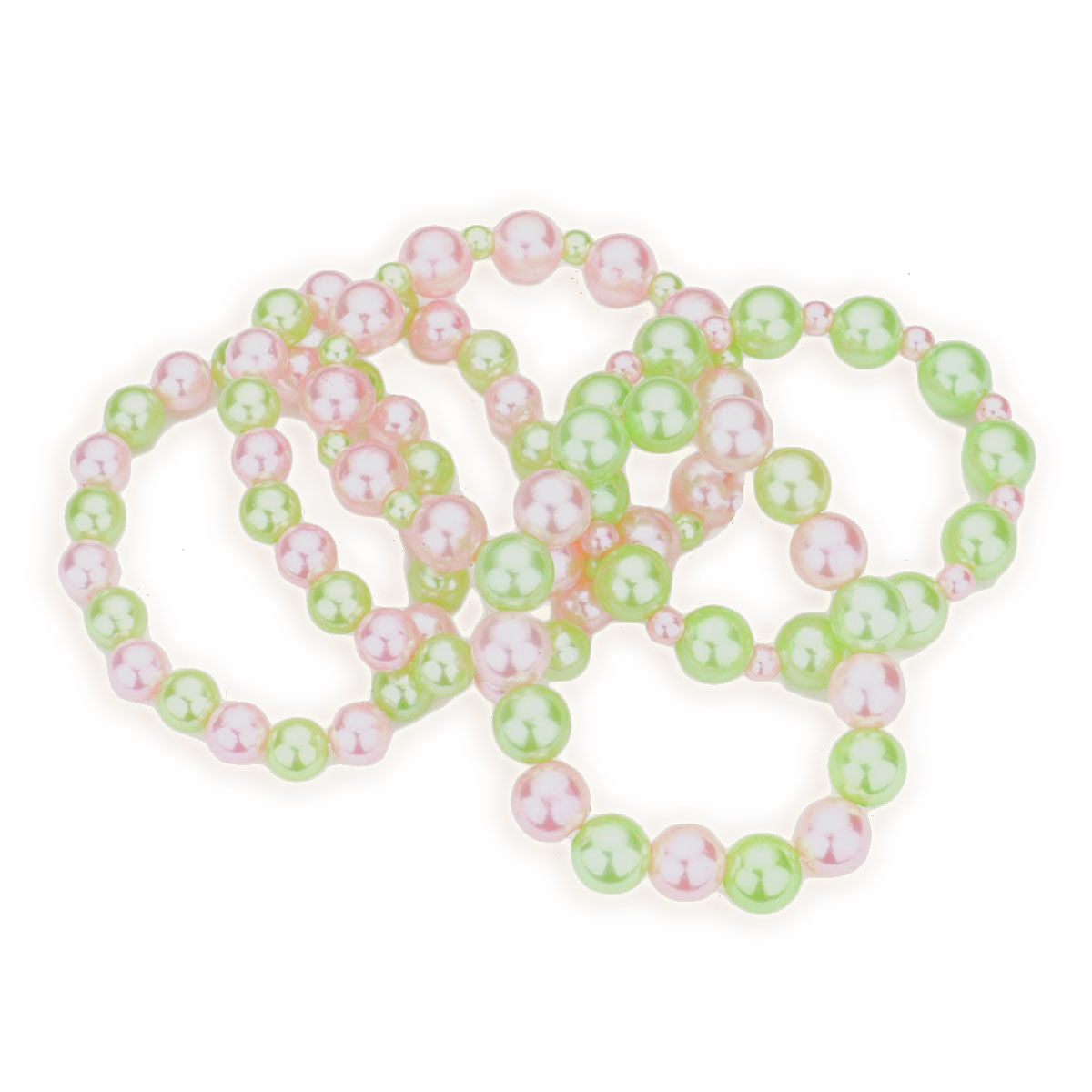 Pink and Green Pearl 5 Pc Bracelets