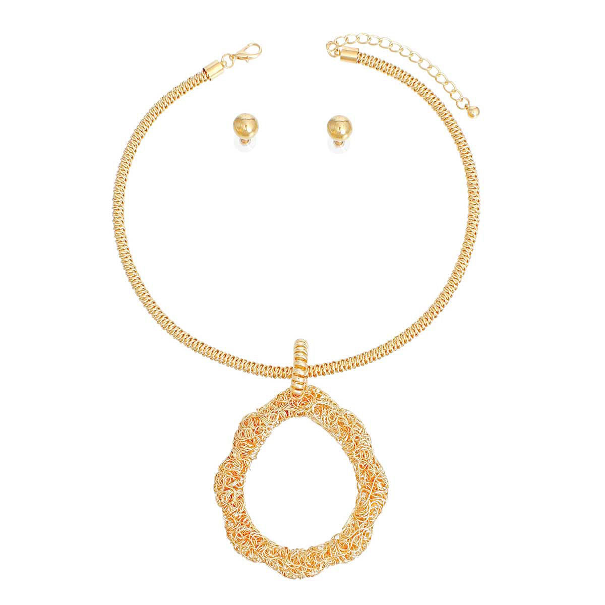 Pendant Necklace Gold Wire Teardrop Set for Women