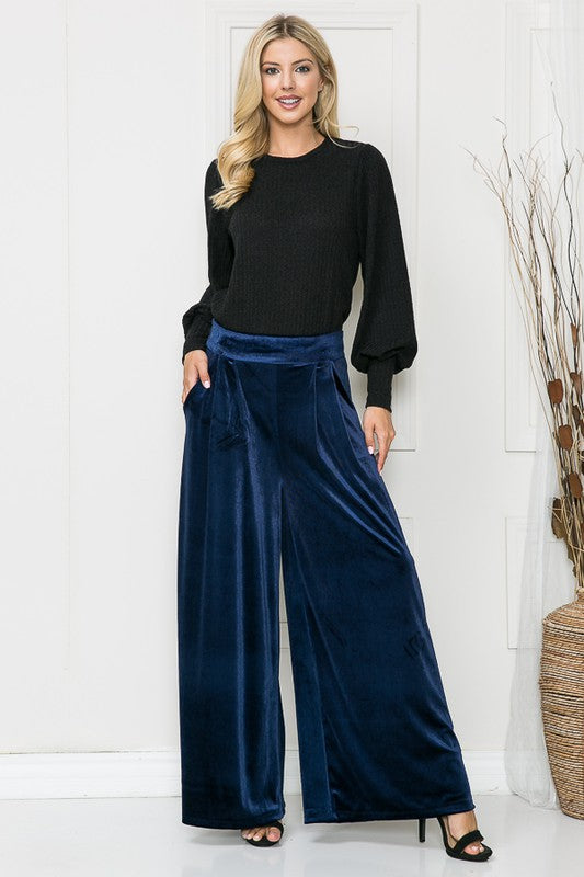 Velvet Wide Leg Pants