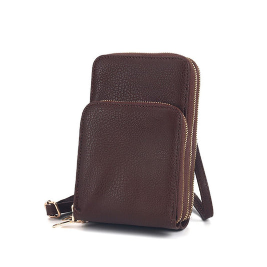 Dark Brown Triple Pocket Crossbody