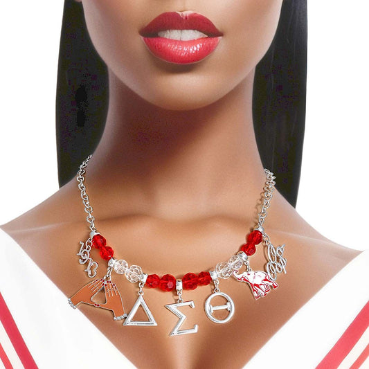 Red Clear Bead DST Necklace|17 + 3 inches