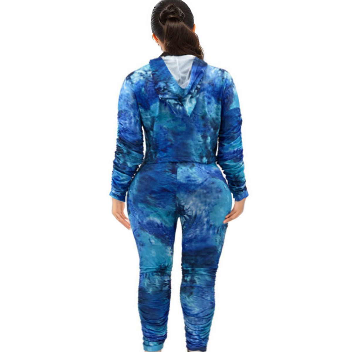 1XL Blue Tie Dye Hoodie Set