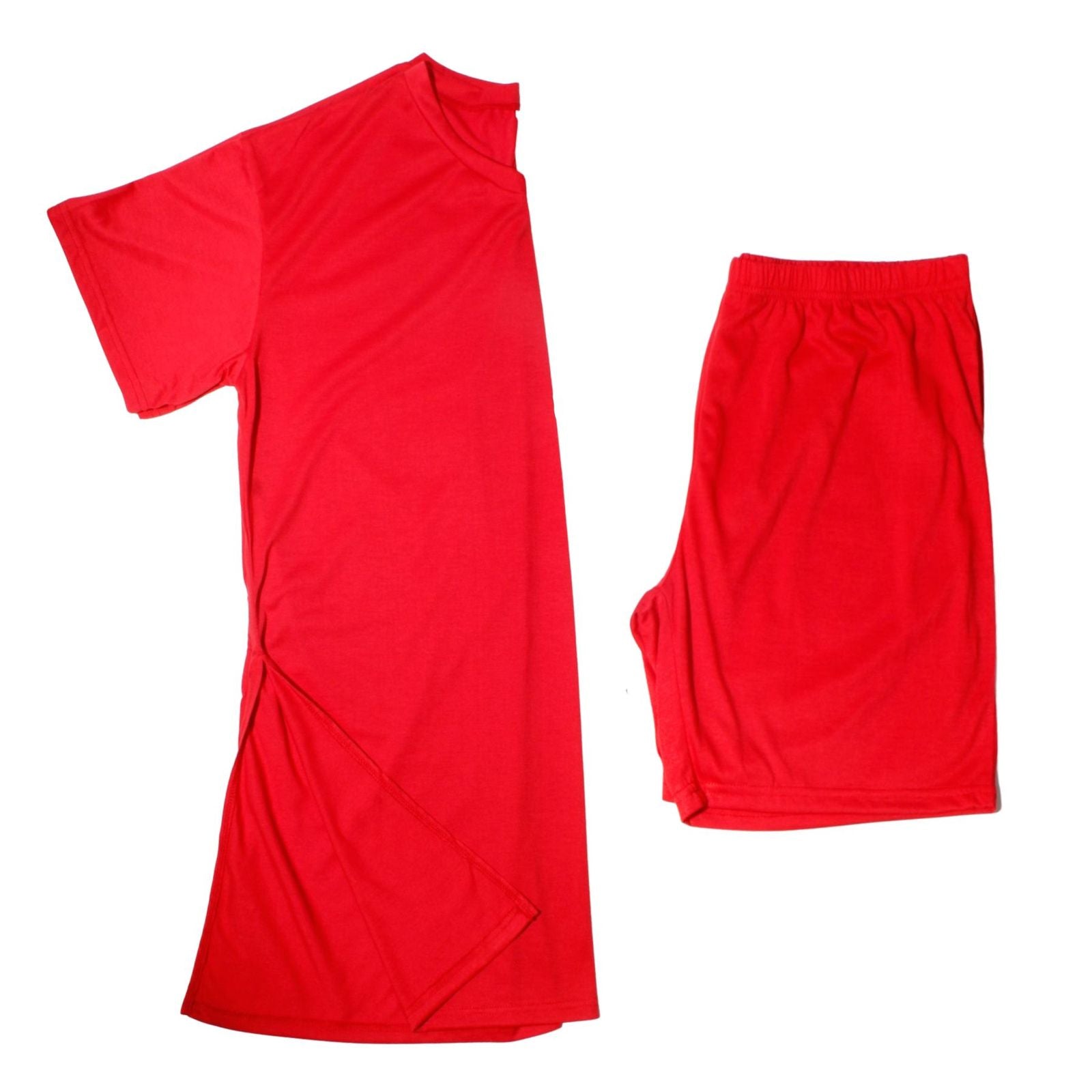 2XL Red V Neck Shorts Set