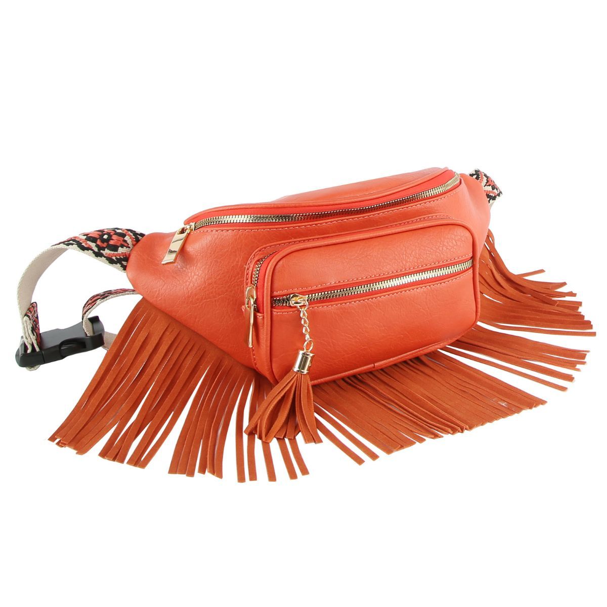 Orange Fringe Fanny Pack