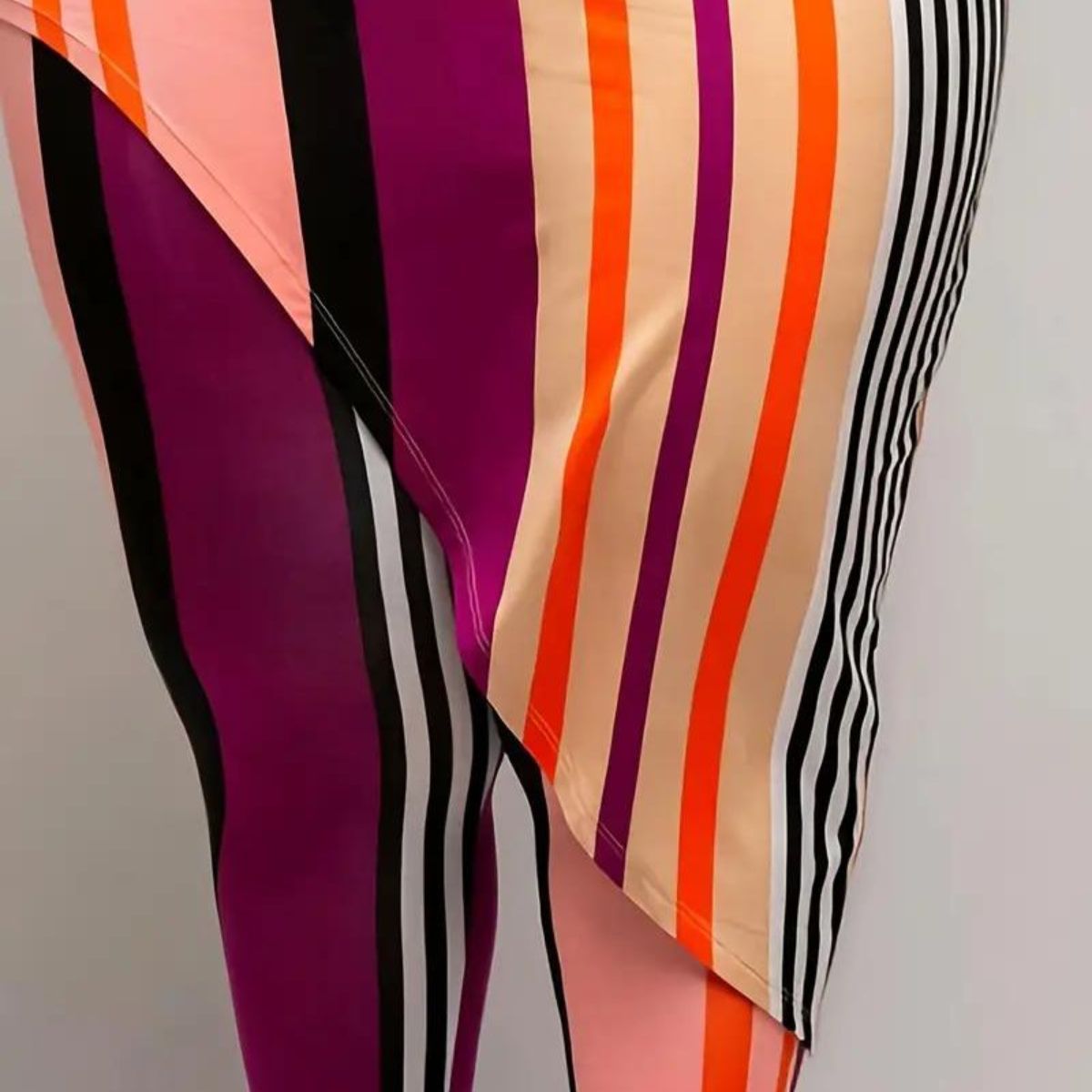 Fuchsia 5XL Striped Top Leggings Set