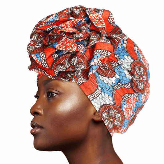 Orange Tribal Flower Knot Turban