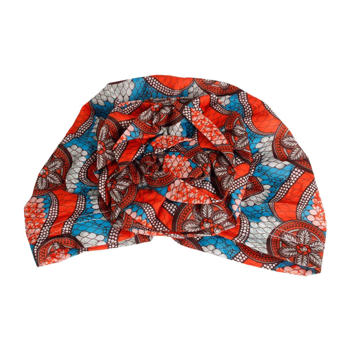 Orange Tribal Flower Knot Turban