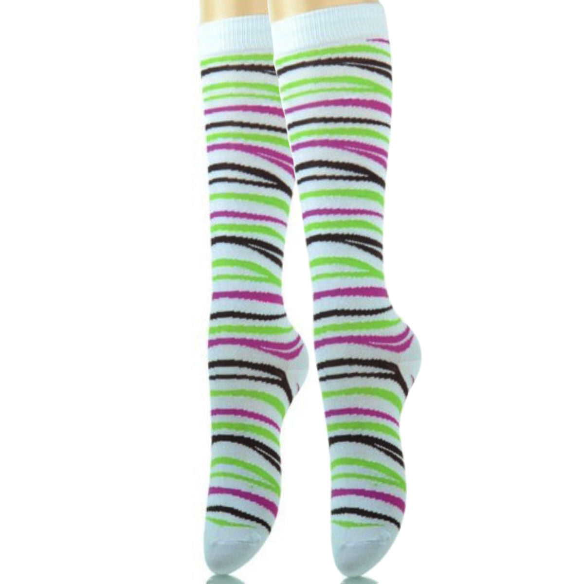 White Tiger Stripe Knee High Socks